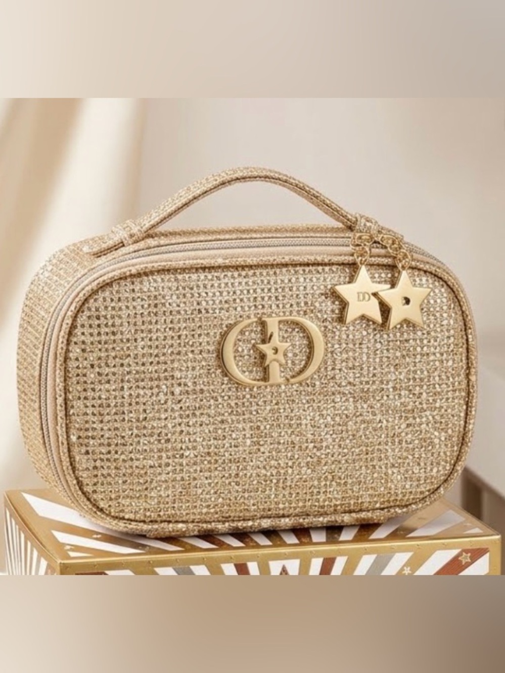 Dior Gold Le Rituel Beaute' Holiday Makeup bag - NEW in Box